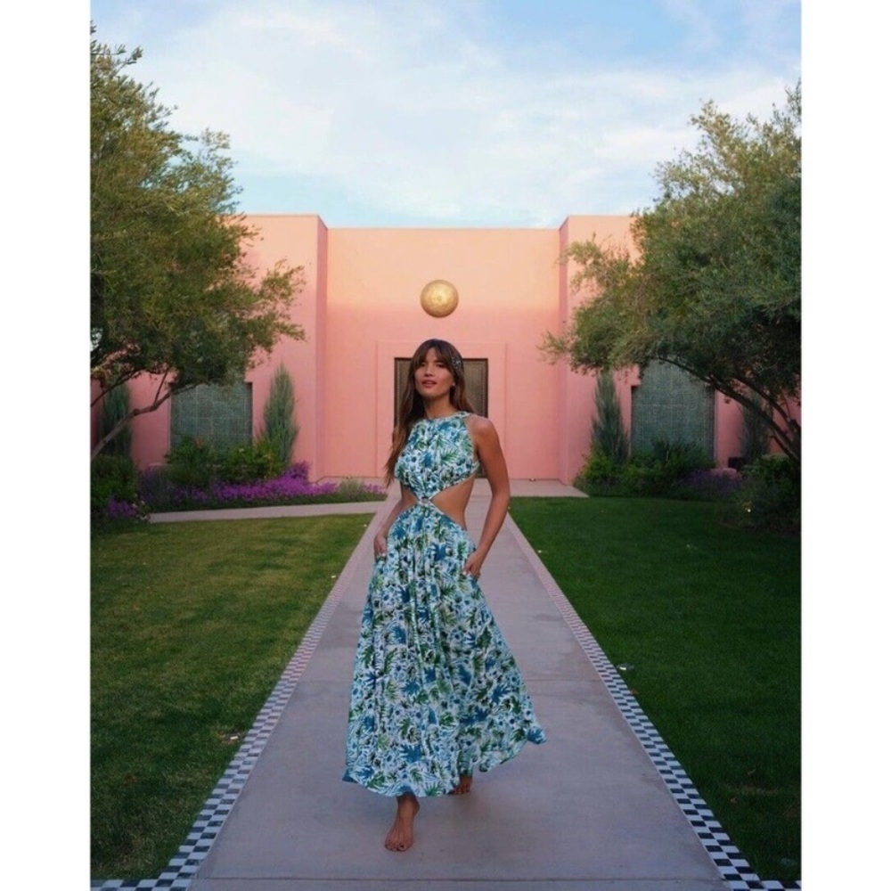 Cult Gaia Blue and Green Floral Dress